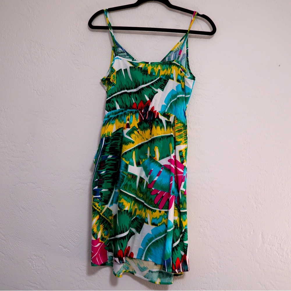 Xhilaration Tropical Wrap Mini Dress (Banana Leaves) - Picture 3 of 3
